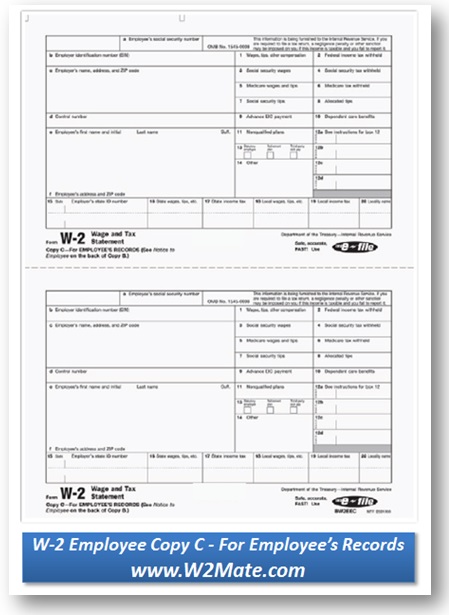W-2 Employee Copy C For Employee's Records